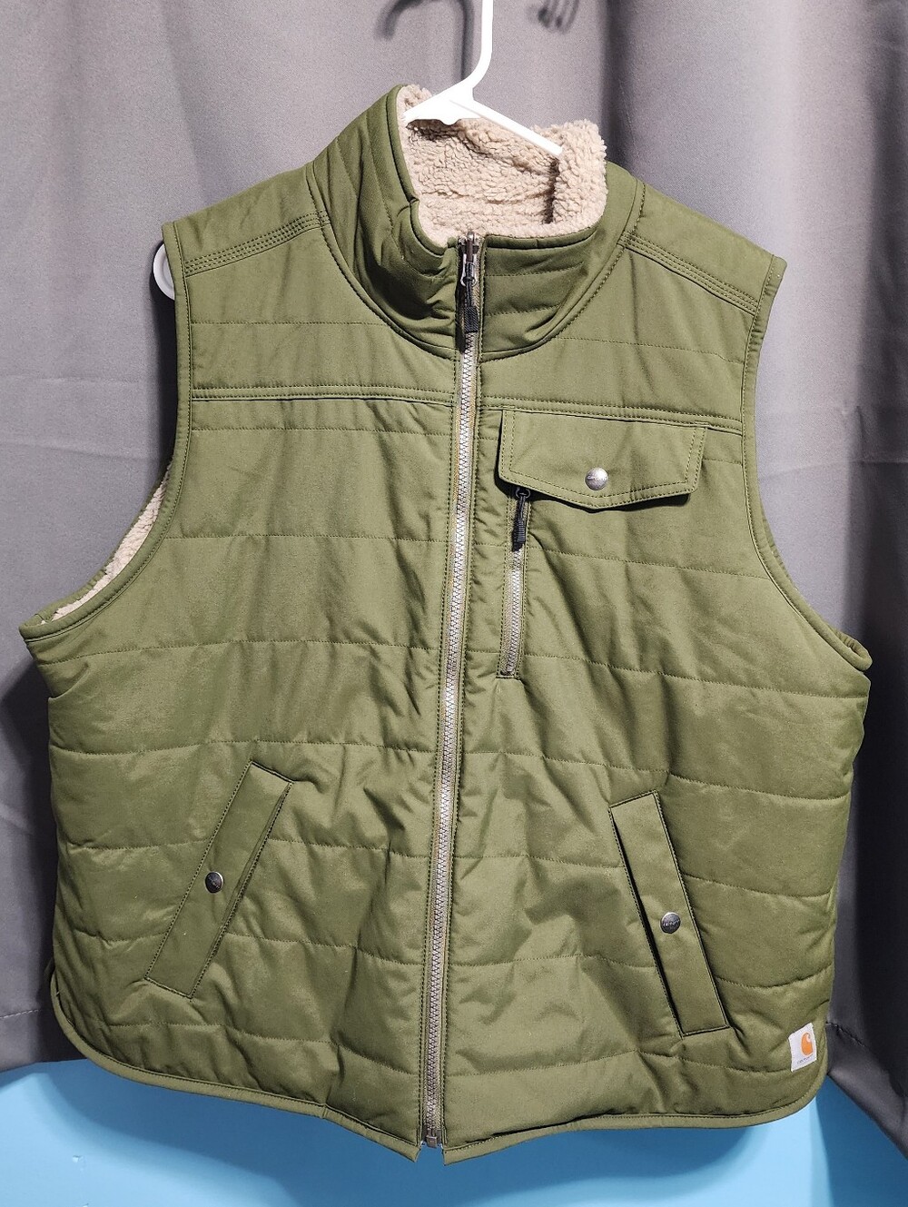 NWOT Carhartt Womens Reversible Utility Sherpa Vest Basil Green XXL 20w